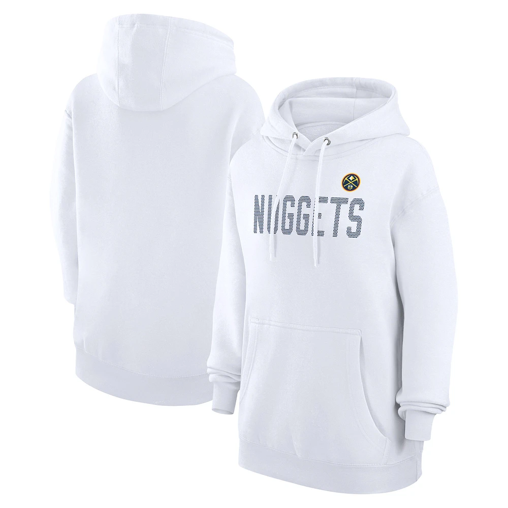 Women's G-III 4Her by Carl Banks White Denver Nuggets Dot Print Pullover Hoodie