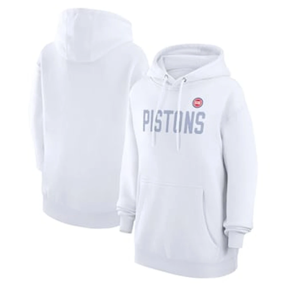 Women's G-III 4Her by Carl Banks White Detroit Pistons Dot Print Pullover Hoodie