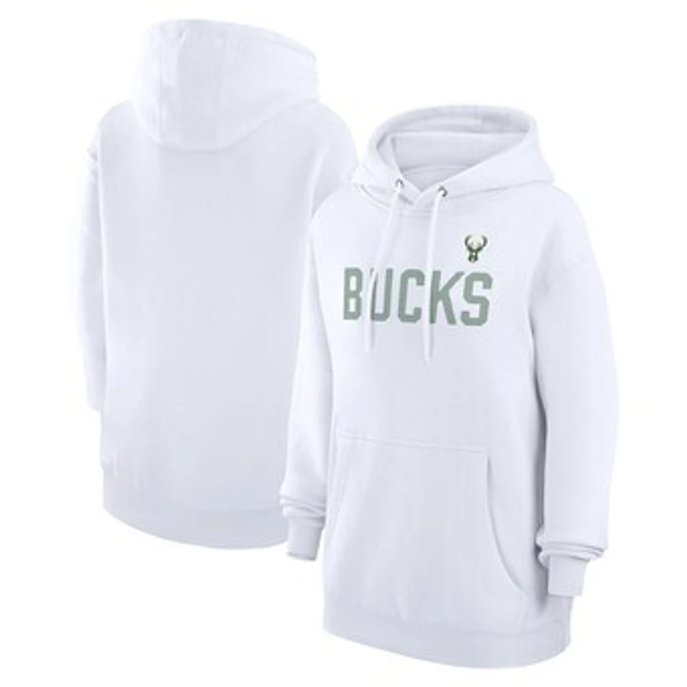 Women's G-III 4Her by Carl Banks White Milwaukee Bucks Dot Print Pullover Hoodie