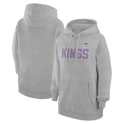 Women's G-III 4Her by Carl Banks Heather Gray Sacramento Kings Dot Print Pullover Hoodie