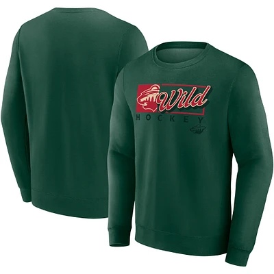Men's Fanatics Green Minnesota Wild Focus Fleece Pullover Sweatshirt