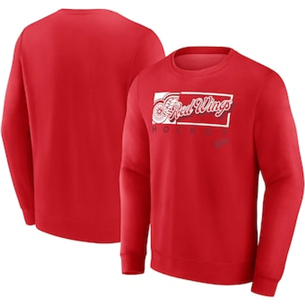 Men's Fanatics Red Detroit Wings Focus Fleece Pullover Sweatshirt
