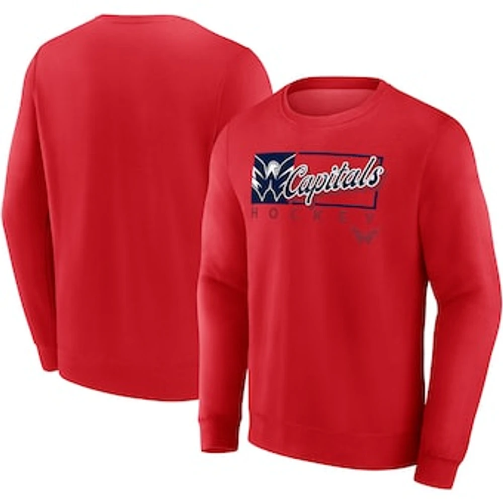 Men's Fanatics Red Washington Capitals Focus Fleece Pullover Sweatshirt