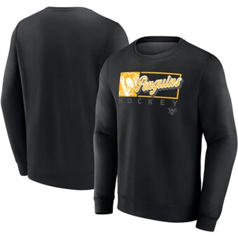 Men's Fanatics Black Pittsburgh Penguins Focus Fleece Pullover Sweatshirt