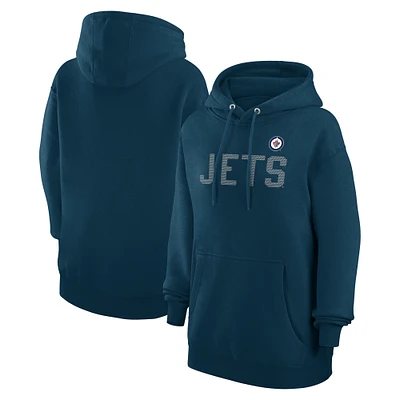Women's G-III 4Her by Carl Banks Navy Winnipeg Jets Dot Print Pullover Hoodie
