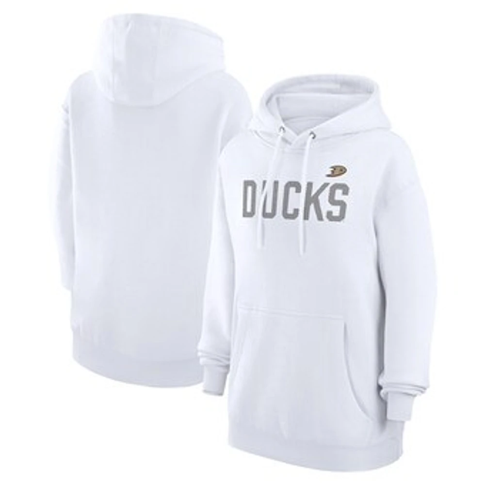 Women's G-III 4Her by Carl Banks White Anaheim Ducks Dot Print Pullover Hoodie