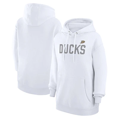 Women's G-III 4Her by Carl Banks White Anaheim Ducks Dot Print Pullover Hoodie