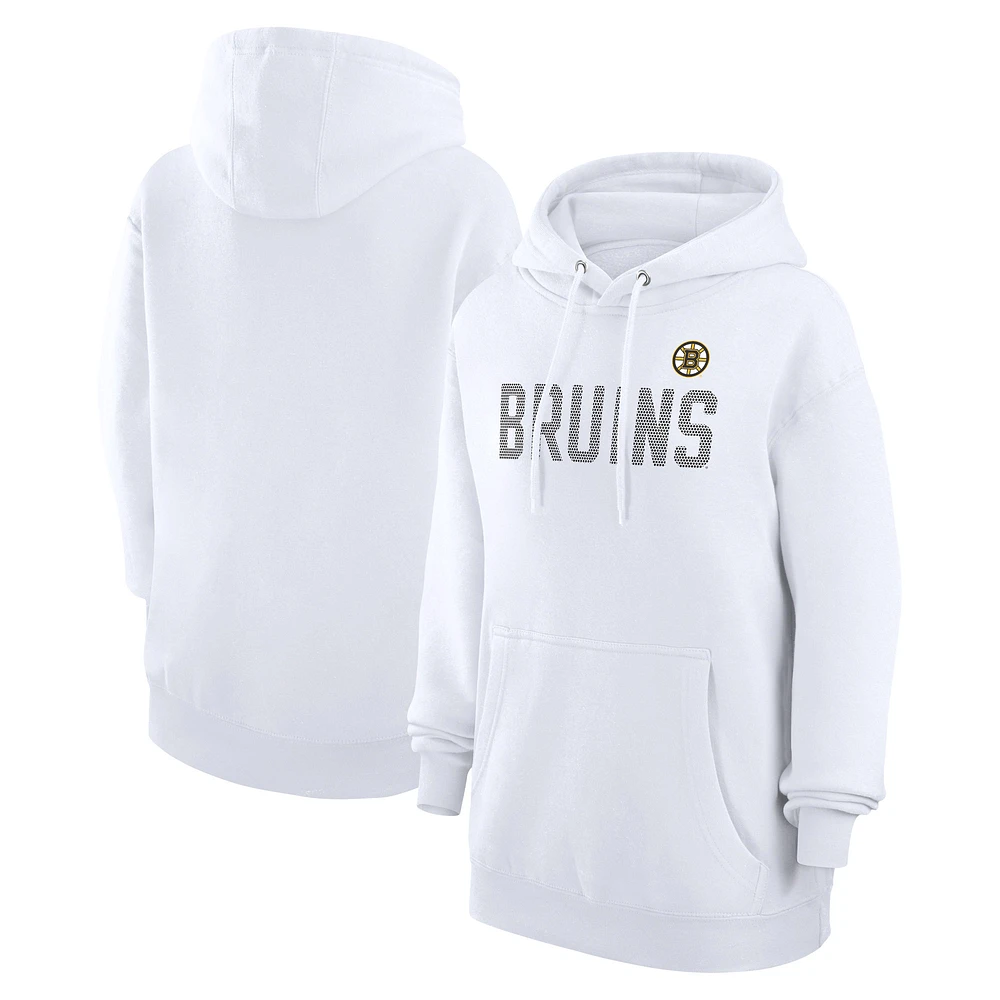 Women's G-III 4Her by Carl Banks White Boston Bruins Dot Print Pullover Hoodie