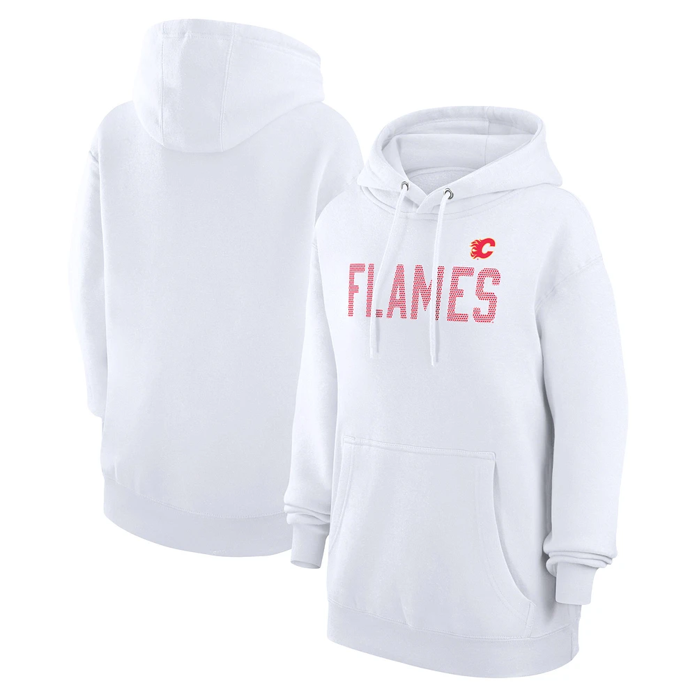 Women's G-III 4Her by Carl Banks White Calgary Flames Dot Print Pullover Hoodie