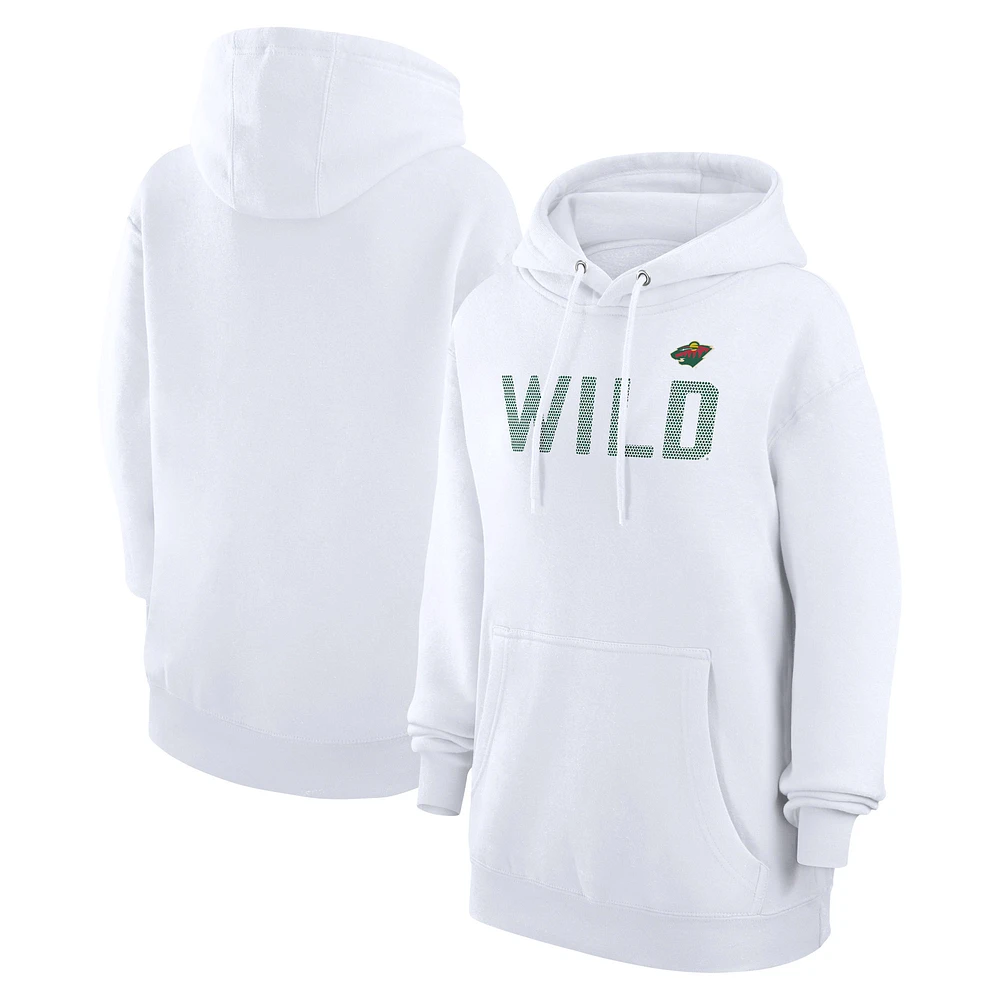 Women's G-III 4Her by Carl Banks White Minnesota Wild Dot Print Pullover Hoodie