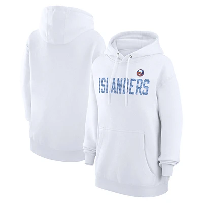 Women's G-III 4Her by Carl Banks White New York Islanders Dot Print Pullover Hoodie