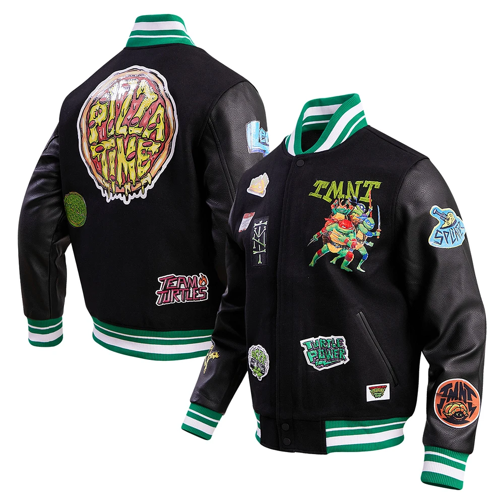 Men's Freeze Max Black Teenage Mutant Ninja Turtles Team Varsity Full-Snap Jacket