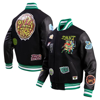 Men's Freeze Max Black Teenage Mutant Ninja Turtles Team Varsity Full-Snap Jacket