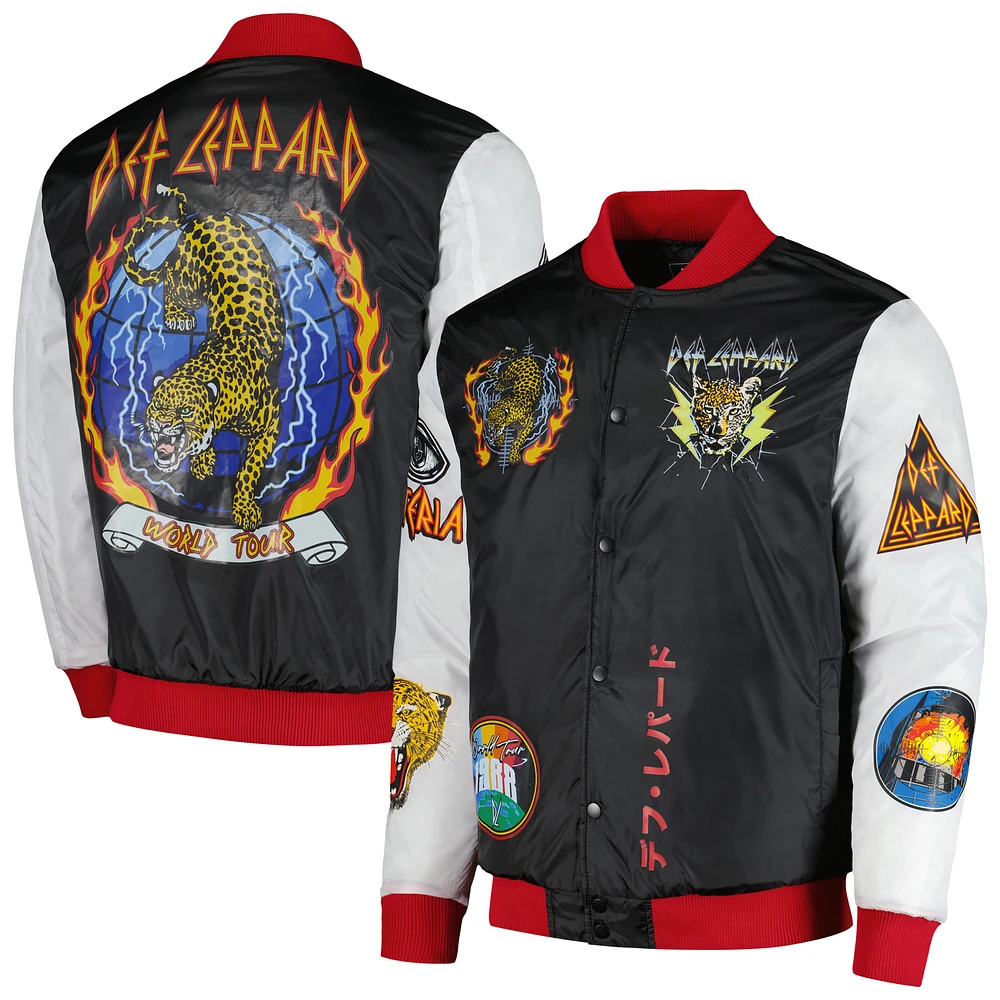 Unisex Reason Black Def Leppard Bomber Full-Snap Jacket
