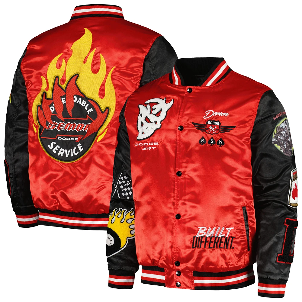 Men's Black/Red Dodge Demon Bomber Full-Snap Jacket