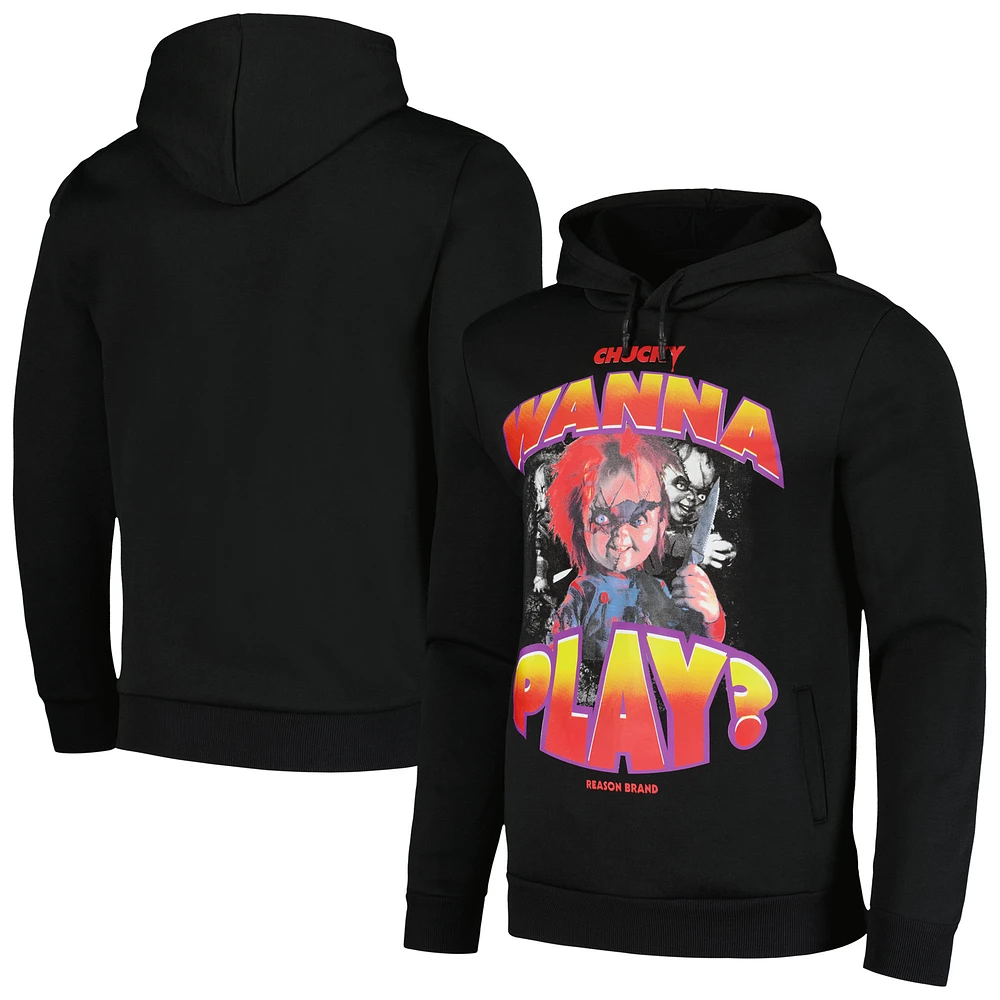 Unisex Reason Black Chucky Wanna Play Pullover Hoodie
