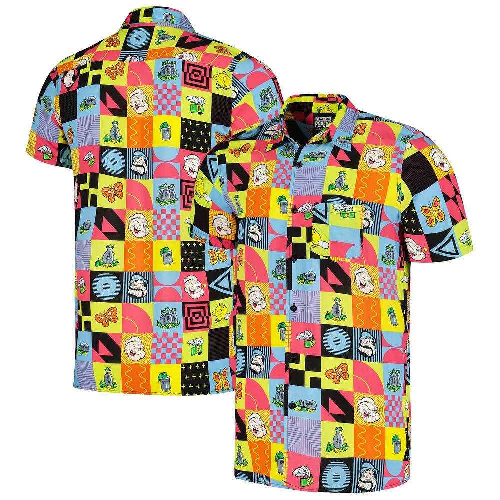 Unisex Yellow Popeye Trapped Button-Up Shirt