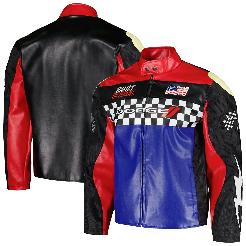 Unisex Black Dodge Moto Full-Zip Jacket