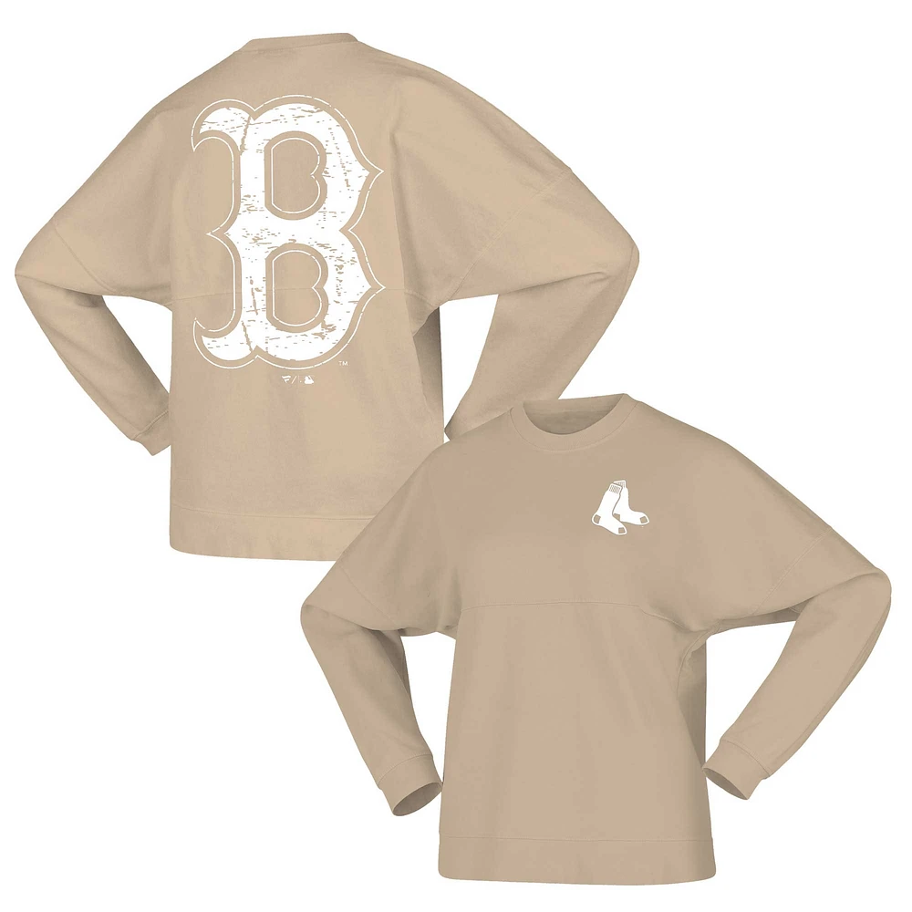 Women's Fanatics Tan Boston Red Sox Branded Fleece Pullover Sweatshirt