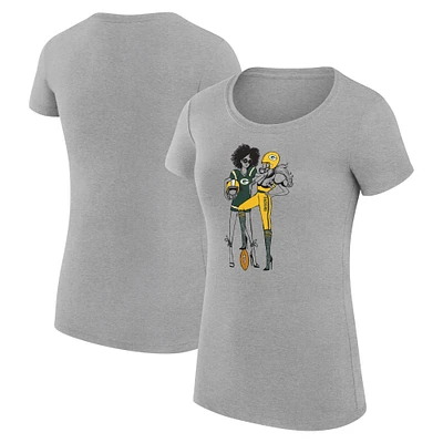Women's G-III 4Her by Carl Banks Heather Gray Green Bay Packers Super-Slim Fit Lightweight Football Girls Graphic T-Shirt