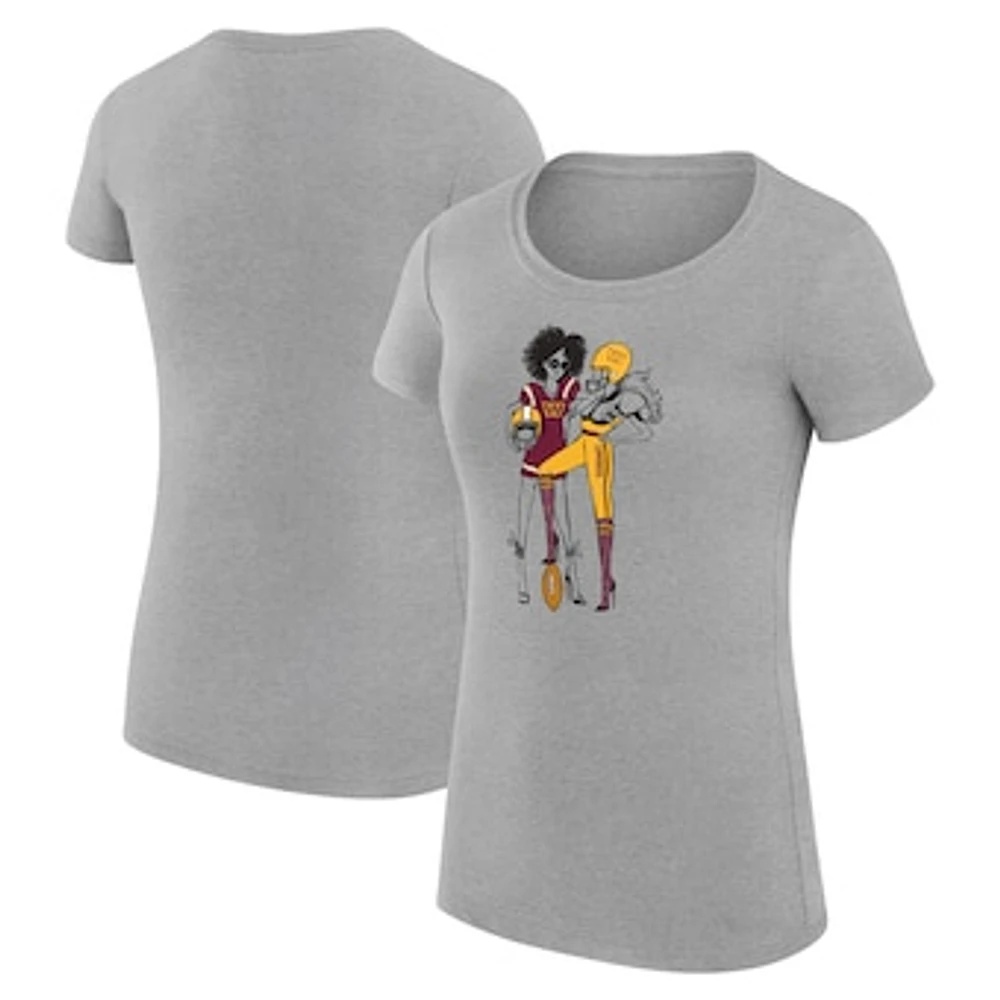 Women's G-III 4Her by Carl Banks Heather Gray Washington Commanders Super-Slim Fit Lightweight Football Girls Graphic T-Shirt