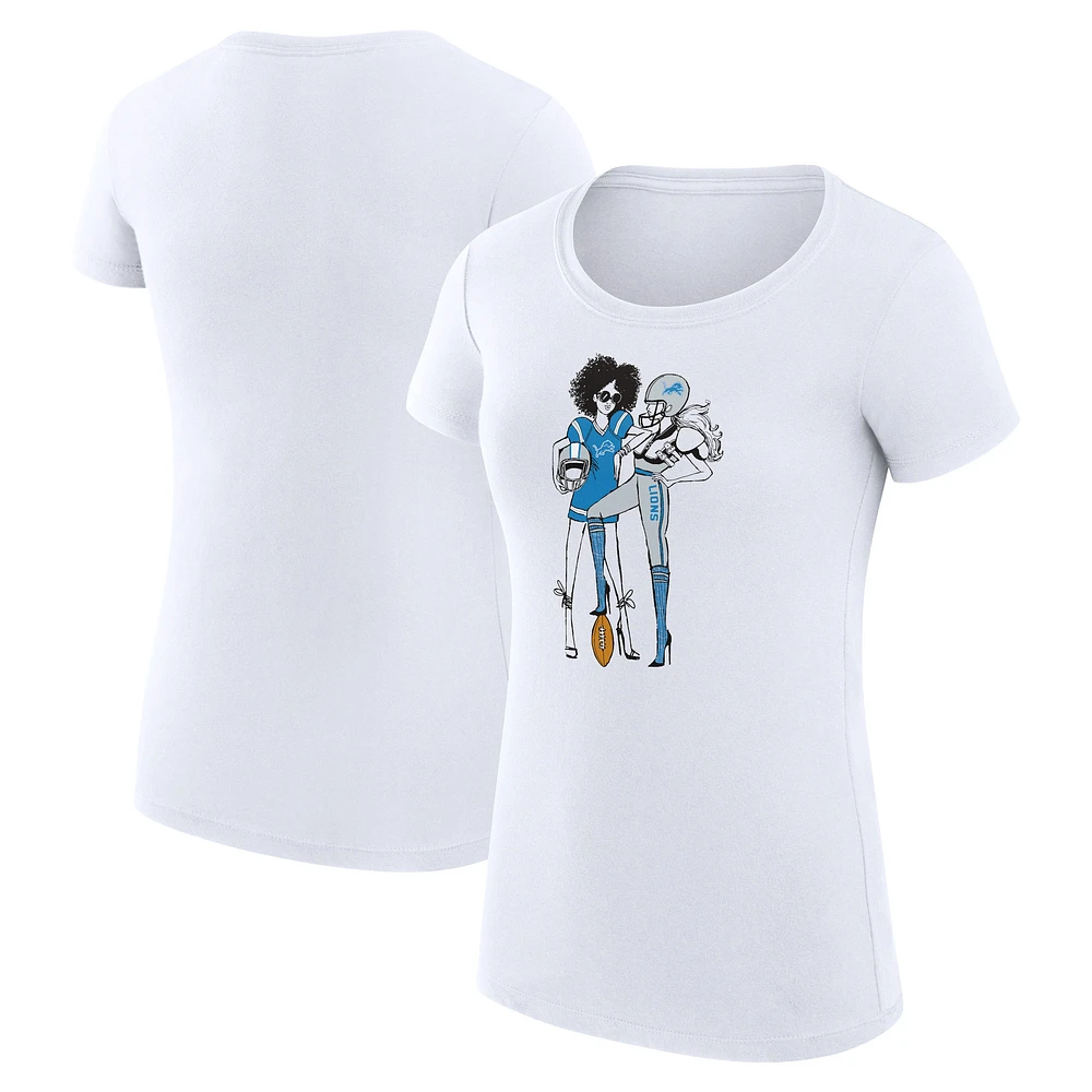 Women's G-III 4Her by Carl Banks White Detroit Lions Super-Slim Fit Lightweight Football Girls Graphic T-Shirt