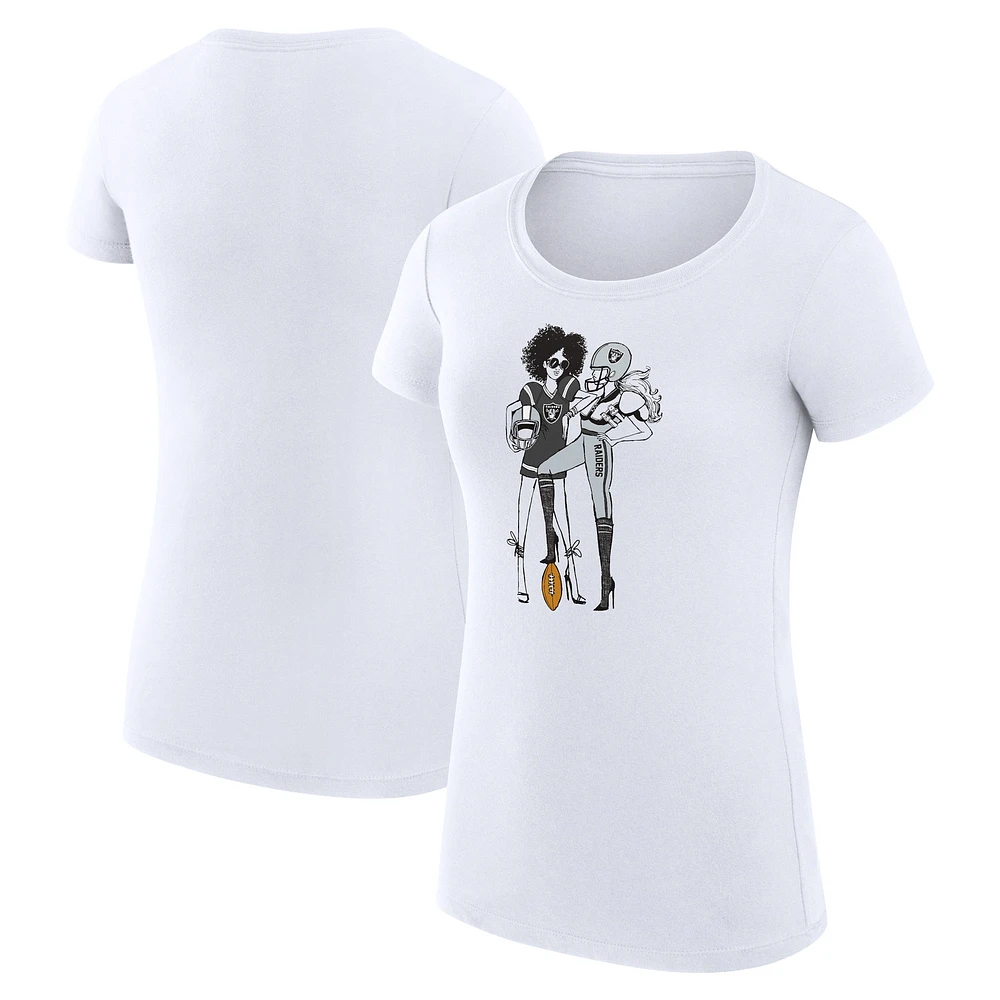 Women's G-III 4Her by Carl Banks White Las Vegas Raiders Super-Slim Fit Lightweight Football Girls Graphic T-Shirt