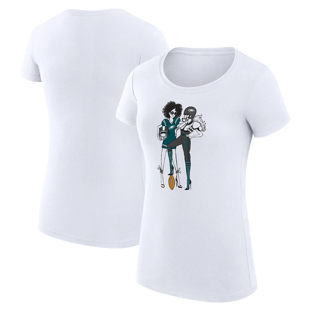 Women's G-III 4Her by Carl Banks White Philadelphia Eagles Super-Slim Fit Lightweight Football Girls Graphic T-Shirt