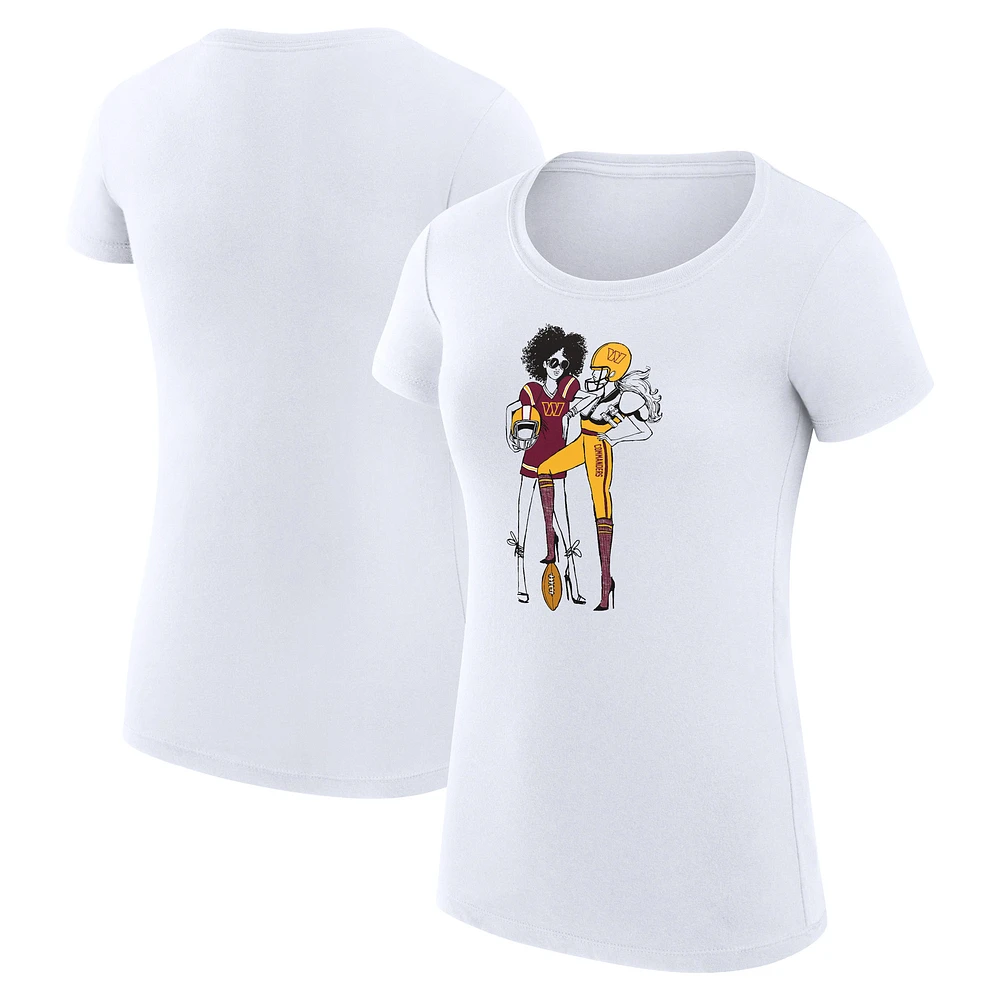 Women's G-III 4Her by Carl Banks White Washington Commanders Super-Slim Fit Lightweight Football Girls Graphic T-Shirt