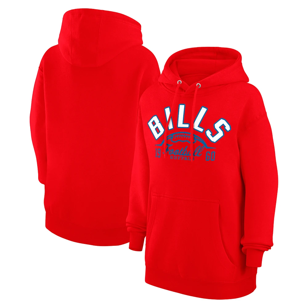 Unisex Starter Red Buffalo Bills Half Ball Team Fleece Pullover Hoodie