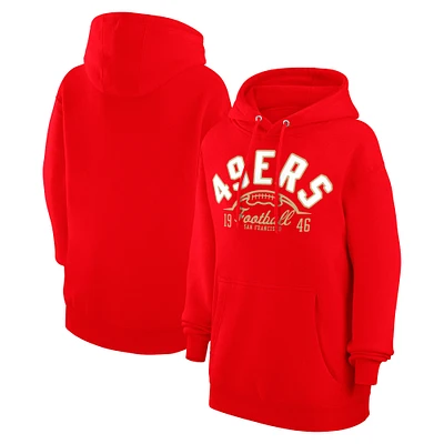 Unisex Starter Scarlet San Francisco 49ers Half Ball Team Fleece Pullover Hoodie