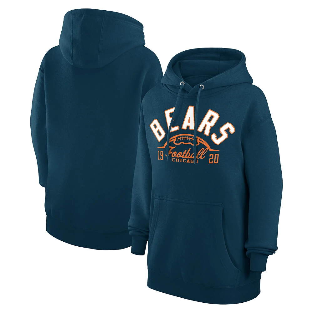 Unisex Starter Navy Chicago Bears Half Ball Team Fleece Pullover Hoodie
