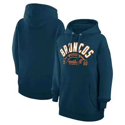 Unisex Starter Navy Denver Broncos Half Ball Team Fleece Pullover Hoodie