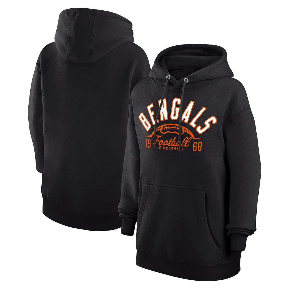 Unisex Starter Black Cincinnati Bengals Half Ball Team Fleece Pullover Hoodie