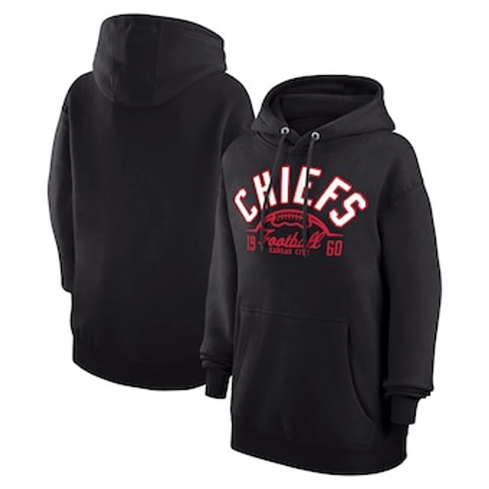 Unisex Starter Black Kansas City Chiefs Half Ball Team Fleece Pullover Hoodie