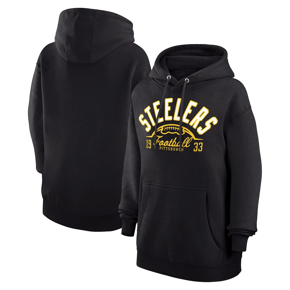 Unisex Starter Black Pittsburgh Steelers Half Ball Team Fleece Pullover Hoodie