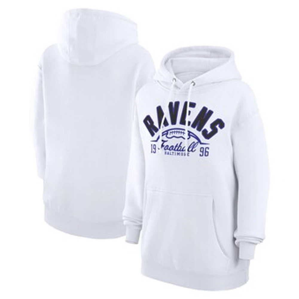 Unisex Starter White Baltimore Ravens Half Ball Team Fleece Pullover Hoodie