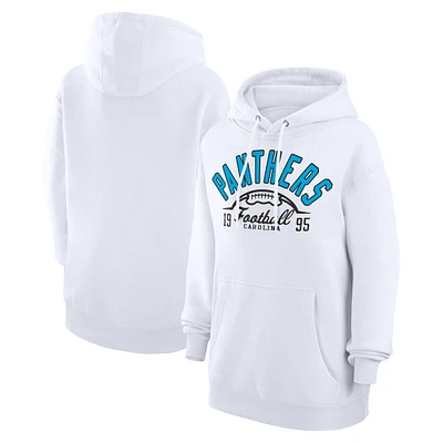 Unisex Starter White Carolina Panthers Half Ball Team Fleece Pullover Hoodie