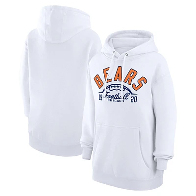 Unisex Starter White Chicago Bears Half Ball Team Fleece Pullover Hoodie