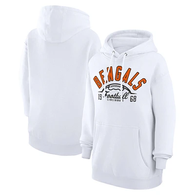 Unisex Starter White Cincinnati Bengals Half Ball Team Fleece Pullover Hoodie