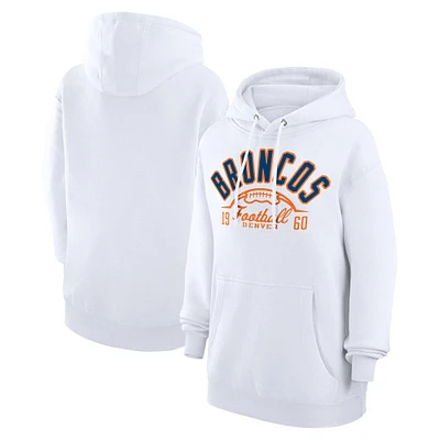 Unisex Starter White Denver Broncos Half Ball Team Fleece Pullover Hoodie