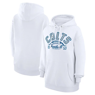 Unisex Starter White Indianapolis Colts Half Ball Team Fleece Pullover Hoodie