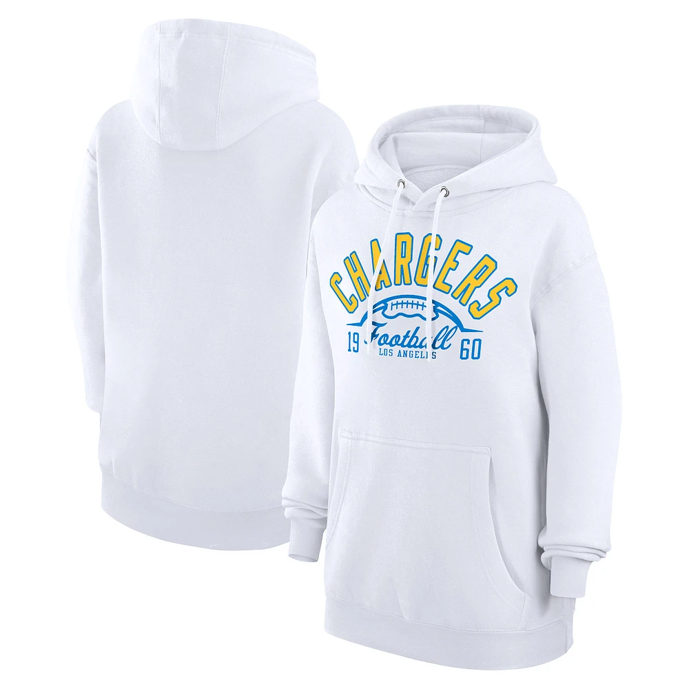 Unisex Starter White Los Angeles Chargers Half Ball Team Fleece Pullover Hoodie