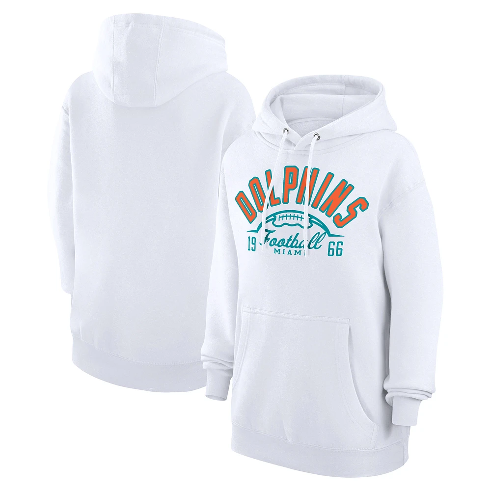 Unisex Starter White Miami Dolphins Half Ball Team Fleece Pullover Hoodie