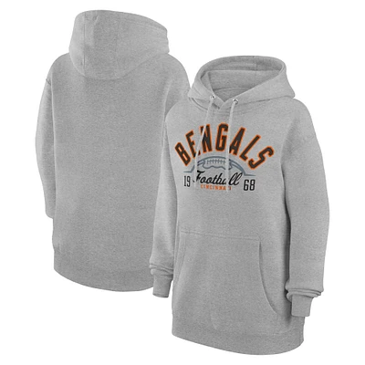 Unisex Starter Heather Gray Cincinnati Bengals Half Ball Team Fleece Pullover Hoodie
