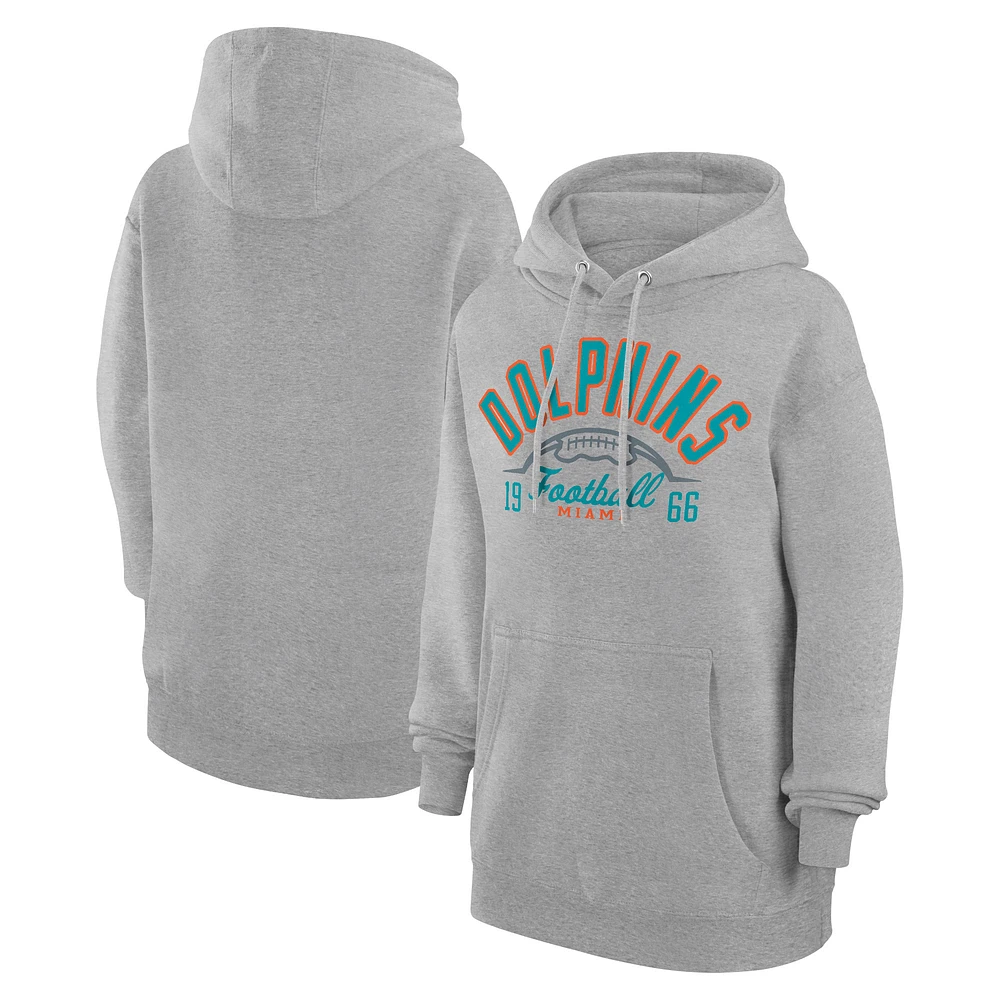 Unisex Starter Heather Gray Miami Dolphins Half Ball Team Fleece Pullover Hoodie