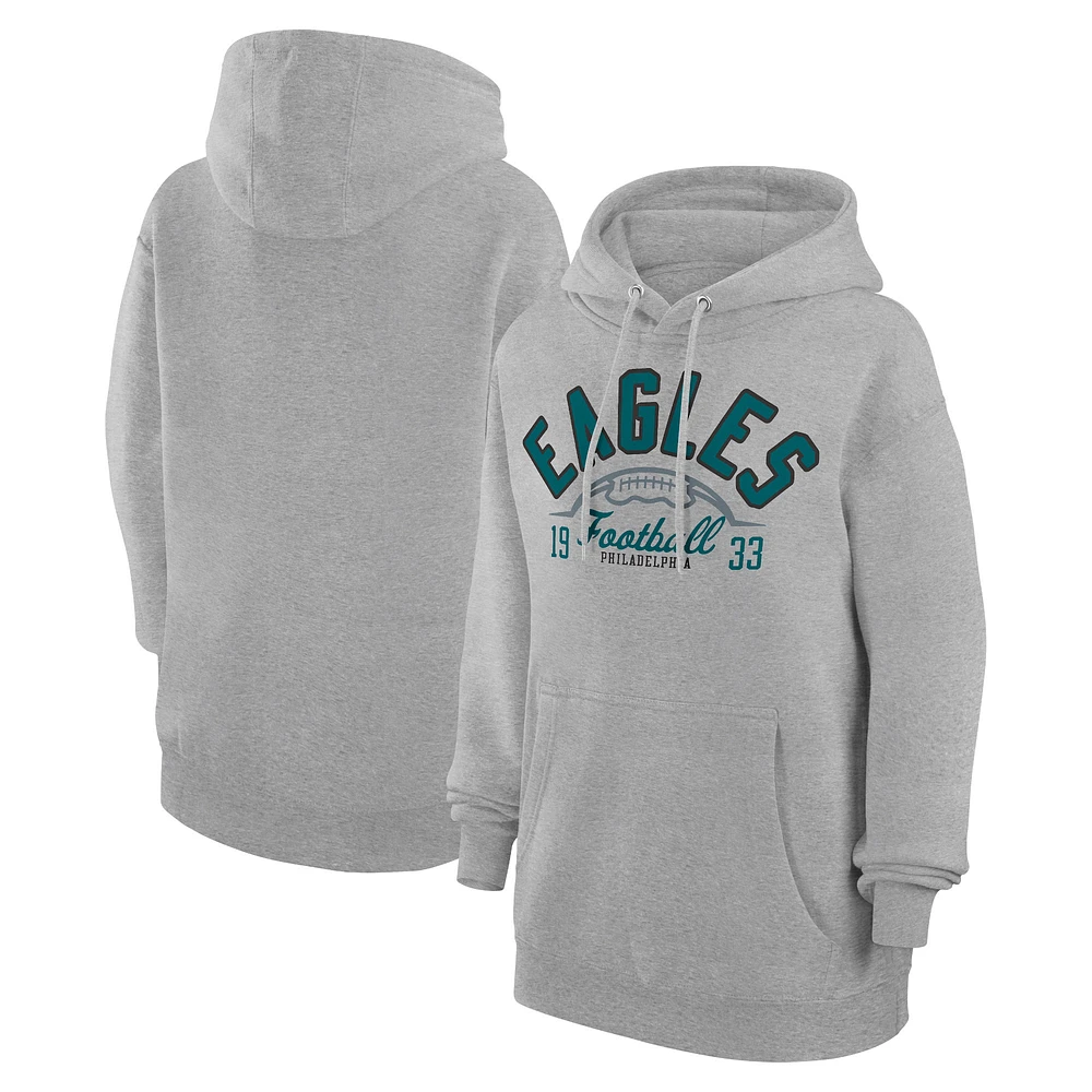 Unisex Starter Heather Gray Philadelphia Eagles Half Ball Team Fleece Pullover Hoodie