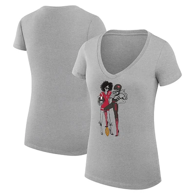 Women's G-III 4Her by Carl Banks Heather Gray Tampa Bay Buccaneers Super-Slim Fit Lightweight Football Girls Graphic V-Neck T-Shirt