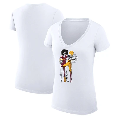 Women's G-III 4Her by Carl Banks White Washington Commanders Super-Slim Fit Lightweight Football Girls Graphic V-Neck T-Shirt