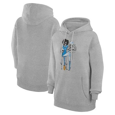 Women's G-III 4Her by Carl Banks Heather Gray Detroit Lions Football Girls Graphic Pullover Hoodie